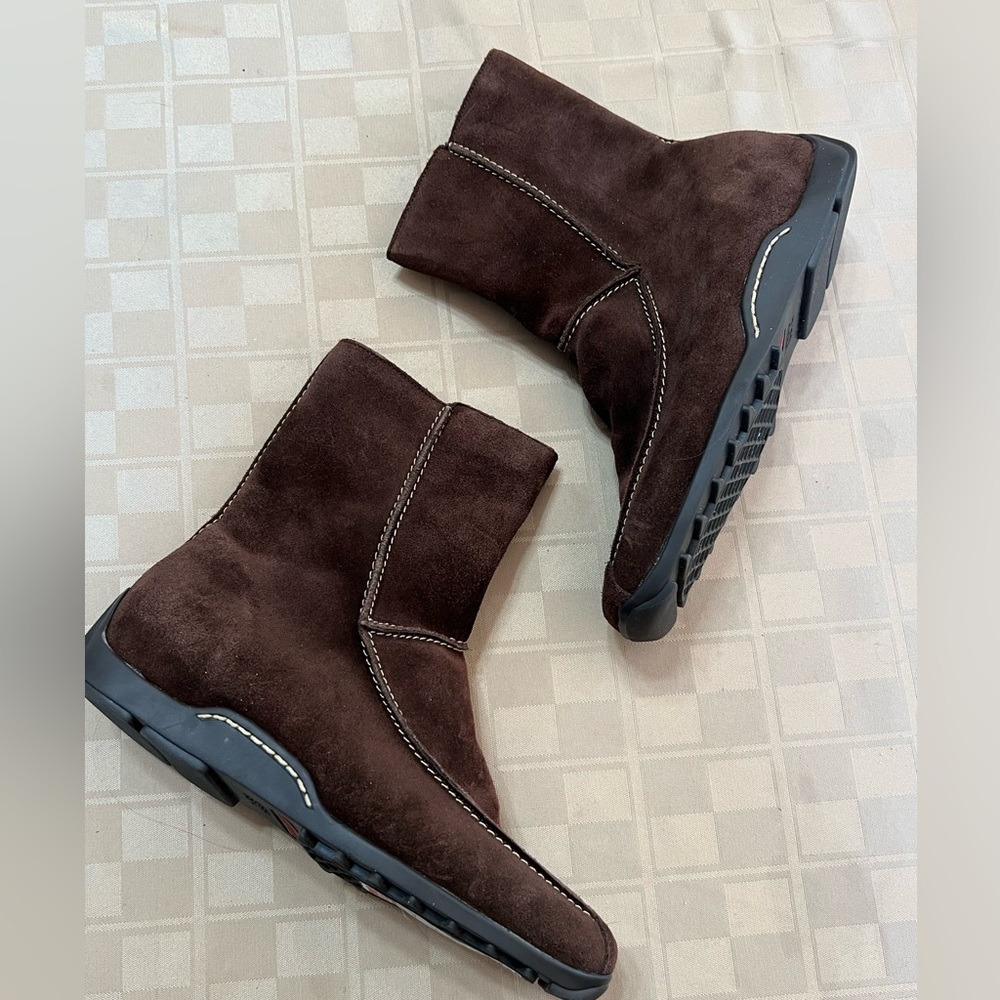 Aerosoles Ankle Boots Woman’s SZ 6M Dispatch Genuine Suede Brown Side Zip NWOB